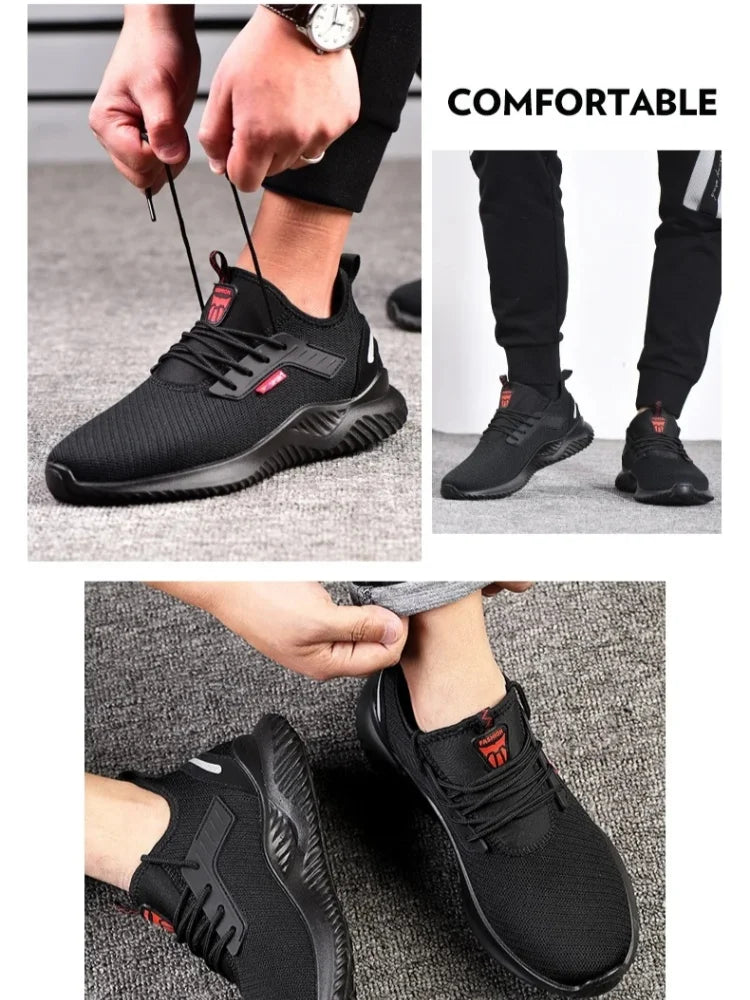 Men's steel safety work shoes Durable protective toe boots Comfortable sliding-resistant footwear factory industry safety·