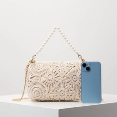 Boho Beach Bags for Women，Pearl Bag，Wicker Bag，Premiun Style Tote Bags for Ladies，Vacaition Outfits Women，Travel Must Haves