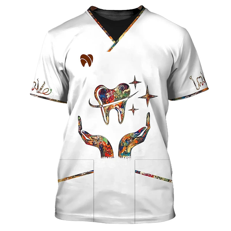 2025 Men's T-Shirt Tooth 3d Printed Daily T Shirt For Man Short Sleeve Fashion Casual Street Dentist Uniform Men's Clothing Tops