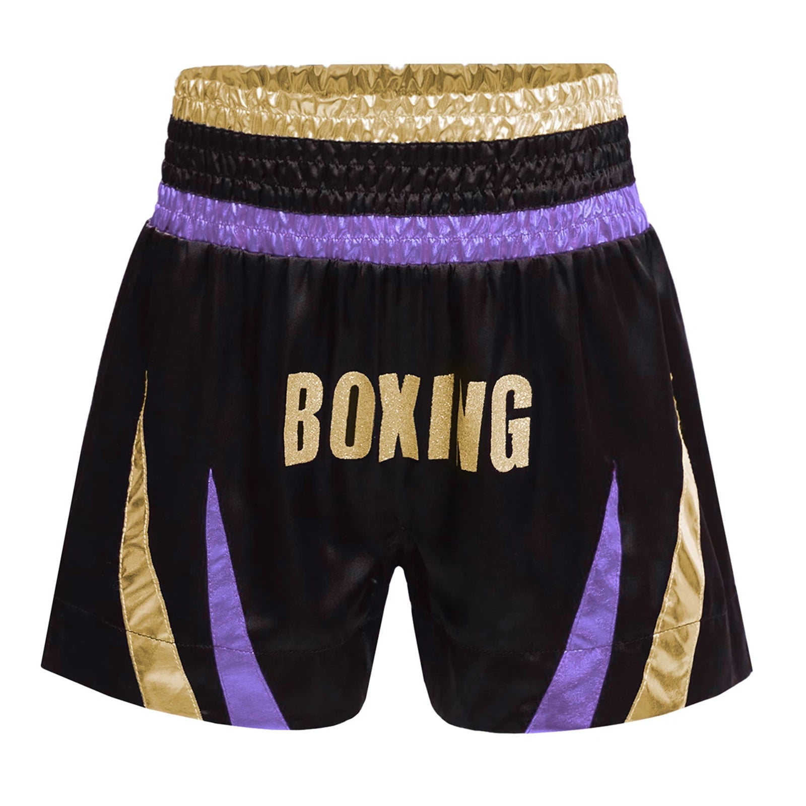 Kids Boys Boxing Training Outfit Long Sleeve Open Front Metallic Satin Robe Hooded Cloak with Athletic Shorts And Boxer Gloves