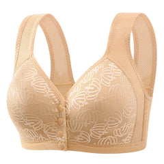 Women Large Size Underwear 36-46 B/C Middle Aged Bras for Women Wireless Front Buckle Bralette Tops Floral Wireless Brassiere