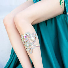Belly Dance Performance Accessories for Women Senior AB Stones Chain Belt Competiton Foot Jewelry Beach Barefoot Accessories