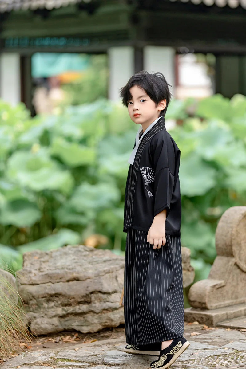 Kids Japanese Traditional Costume Kimono Children's Samurai Clothes Boys Cardigan Kimono Sets Child Stage Performance Clothing