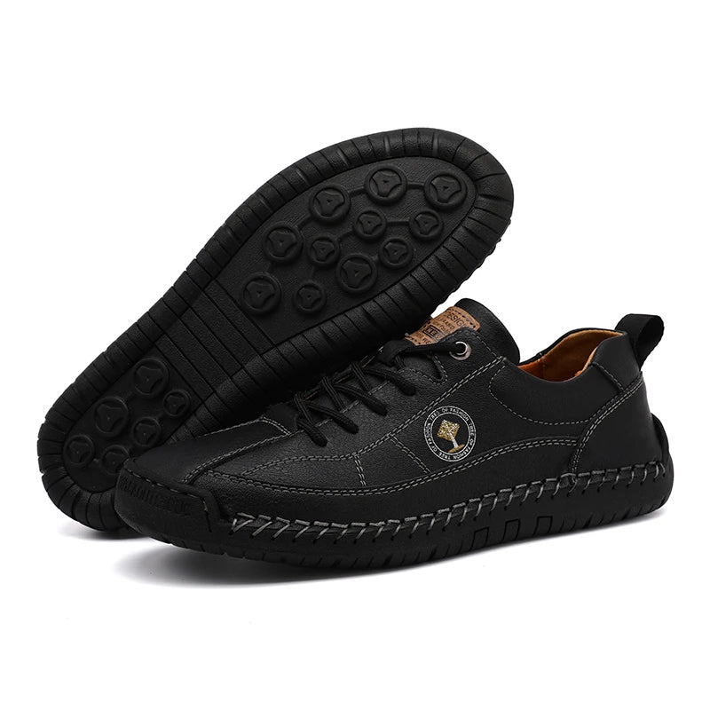 Men's business casual shoes with hand-stitched minimalist style
