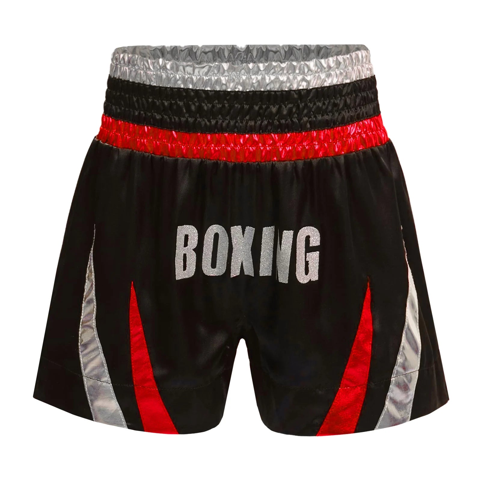 Kids Boys Boxing Training Outfit Long Sleeve Open Front Metallic Satin Robe Hooded Cloak with Athletic Shorts And Boxer Gloves