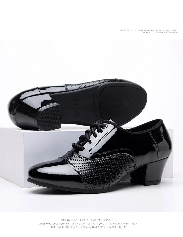 Modern Dance Shoes For Men Soft Performance Leather Breathable Social Latin Dance Square Formal Dress Jazz Dance Shoes Sneakers