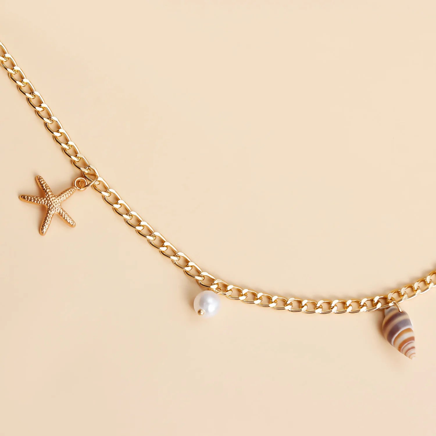 Bohemian Summer Beach Shell Waist Link Imitation Pearl Sea Star Conch Pendant Body Chain for Women Fashion Jewelry Accessories