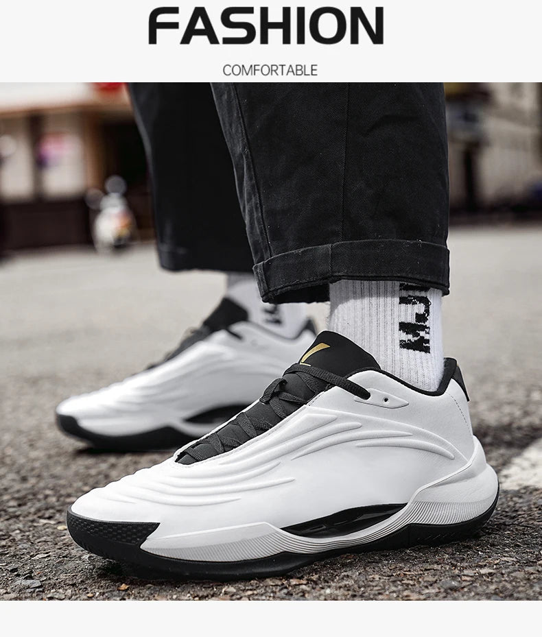 High-quality Men Basketball Shoes for Women Leather Basketball Sneakers Men Outdoor Rubber Anti Slip Sports Training Shoes Male