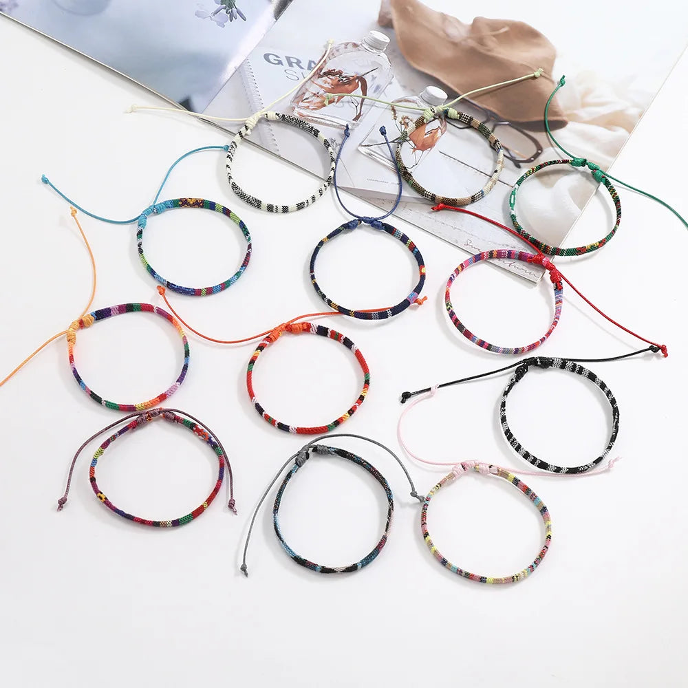 12Pcs Bohemian Surfer Beach Bracelet Set Men & Women Braided Boho Summer Bracelets Handmade Festival Jewelry Accessories