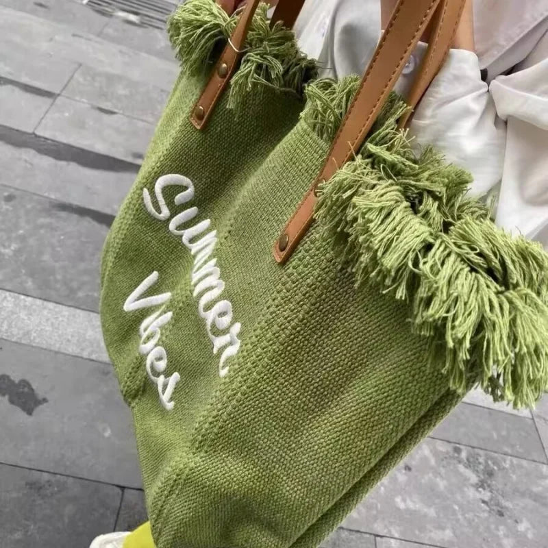 Canvas Women Handbags Large Tote Beach Bag Shopping Bags Underarm Shoulder Bag For Female Casual Top-Handle Bags