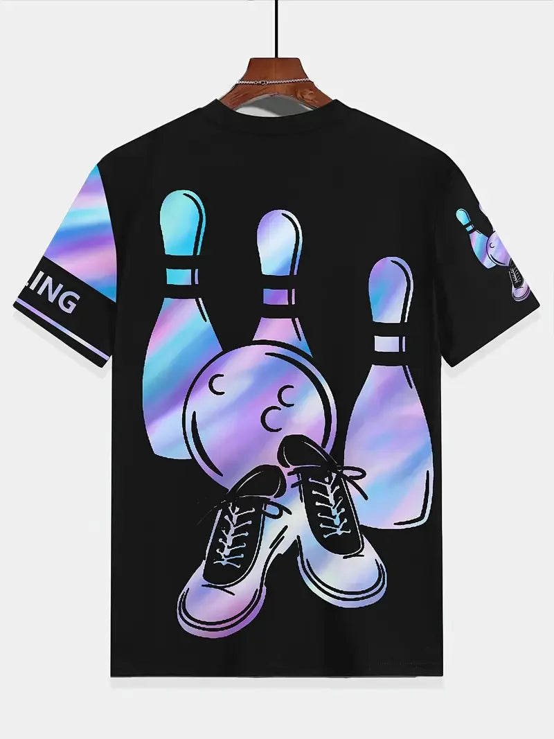 New 3D Printed T Shirt For Man Bowling Jersey Summer Causal Short Sleeve Tops Oversized Streetwear Men's Clothing Graphic Tees