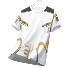 חולצת ספורט קז'ואל לגברים יבשה בגזרה יבשה ריצה חיצונית רכיבה על אופניים שרוולים קצרים נושם בגדי כושר חולצת טריקו עם צווארון עגול