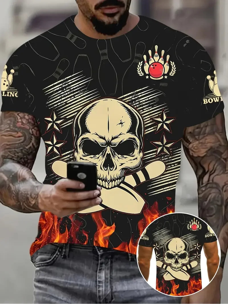 New 3D Printed T Shirt For Man Bowling Jersey Summer Causal Short Sleeve Tops Oversized Streetwear Men's Clothing Graphic Tees