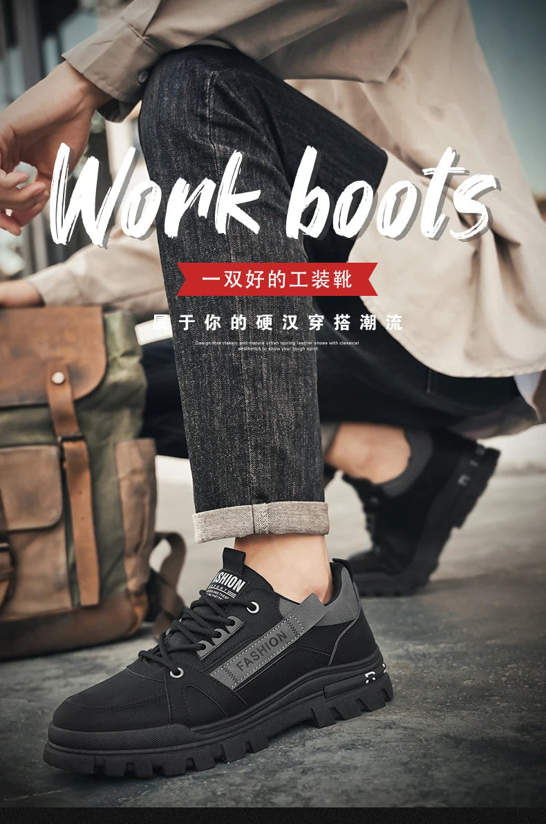 Men's shoes four seasons outdoor work shoes soft sole comfort labor shoes breathable anti-slip work boots caausl youth tide shoe