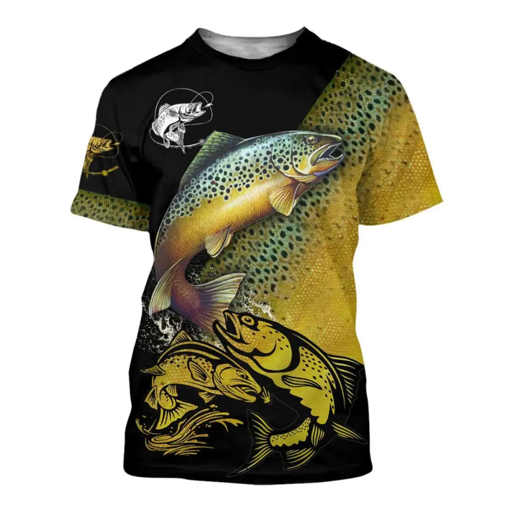 Summer Men's T-shirt Carp Fishing 3D Print T-shirt Men Fashion T-shirts Kids Hip Hop Tops Tees Men's Clothing Y2k Tops Boy