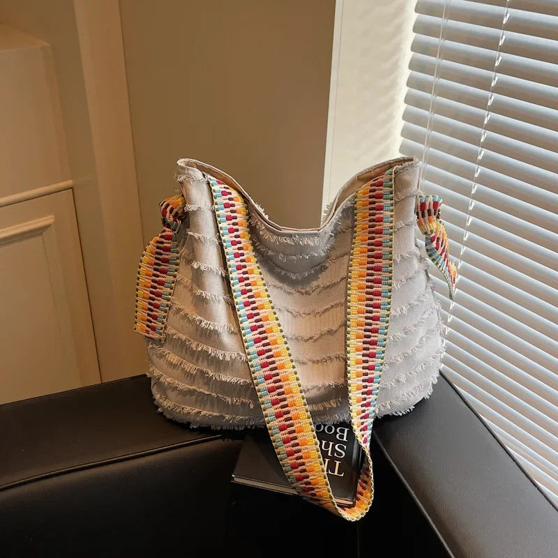 2025 Women Boho Straw Tote Bag Stylish Beach Shoulder Purse Spacious Woven Crossbody
