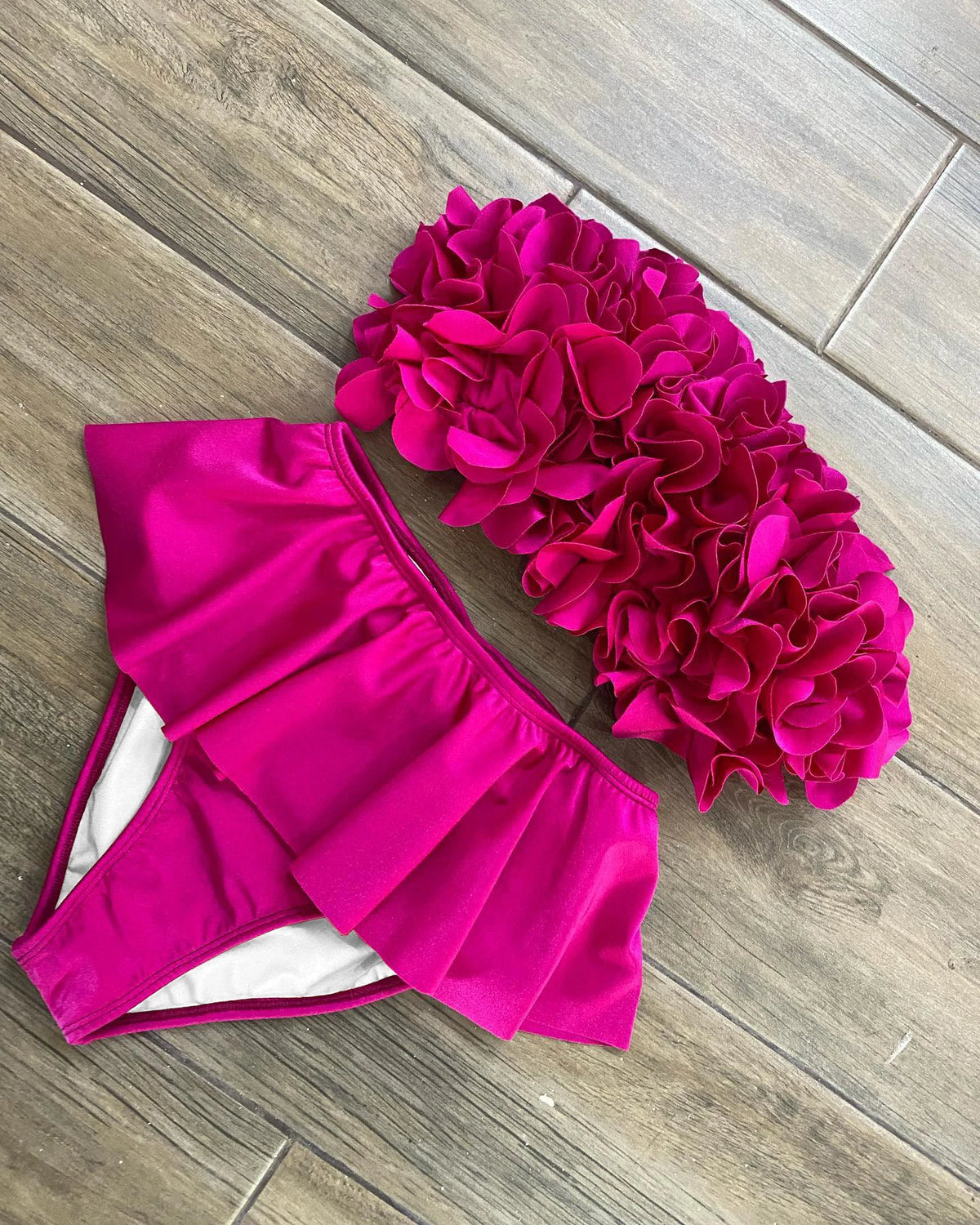 2025 New Summer New Sexy Petal Push Up Backless Bikini Set Women Fashion Flower Ruffles Bikini Lady Solid Beachwear Bathing Suit