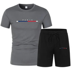 2025 Fashion two-piece sportswear, quick-drying T-shirt and shorts set, men's sportswear set, men's mesh breathable set