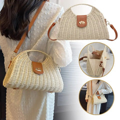 Bohemian Beach Bag For Women Vintage Woven Straw Tote, Summer Crossbody Sling & Shoulder Bag, Boho Seaside Vacation Purse