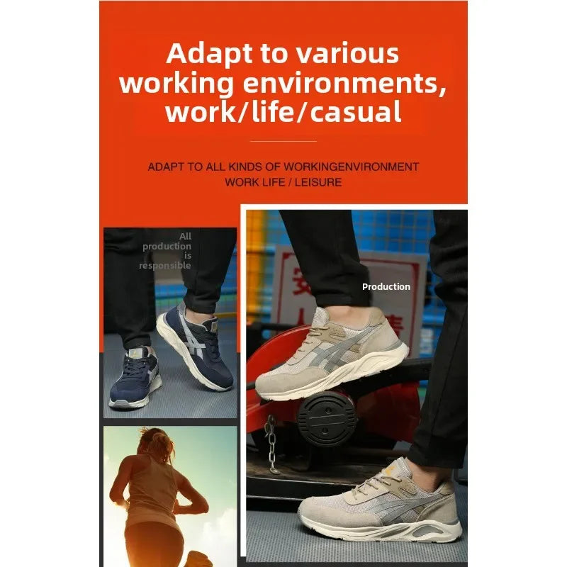 New Lightweight and Breathable Labor Protection Shoes for Men and Women  Anti Smashing and Anti Piercing Steel Toe Safety Shoes