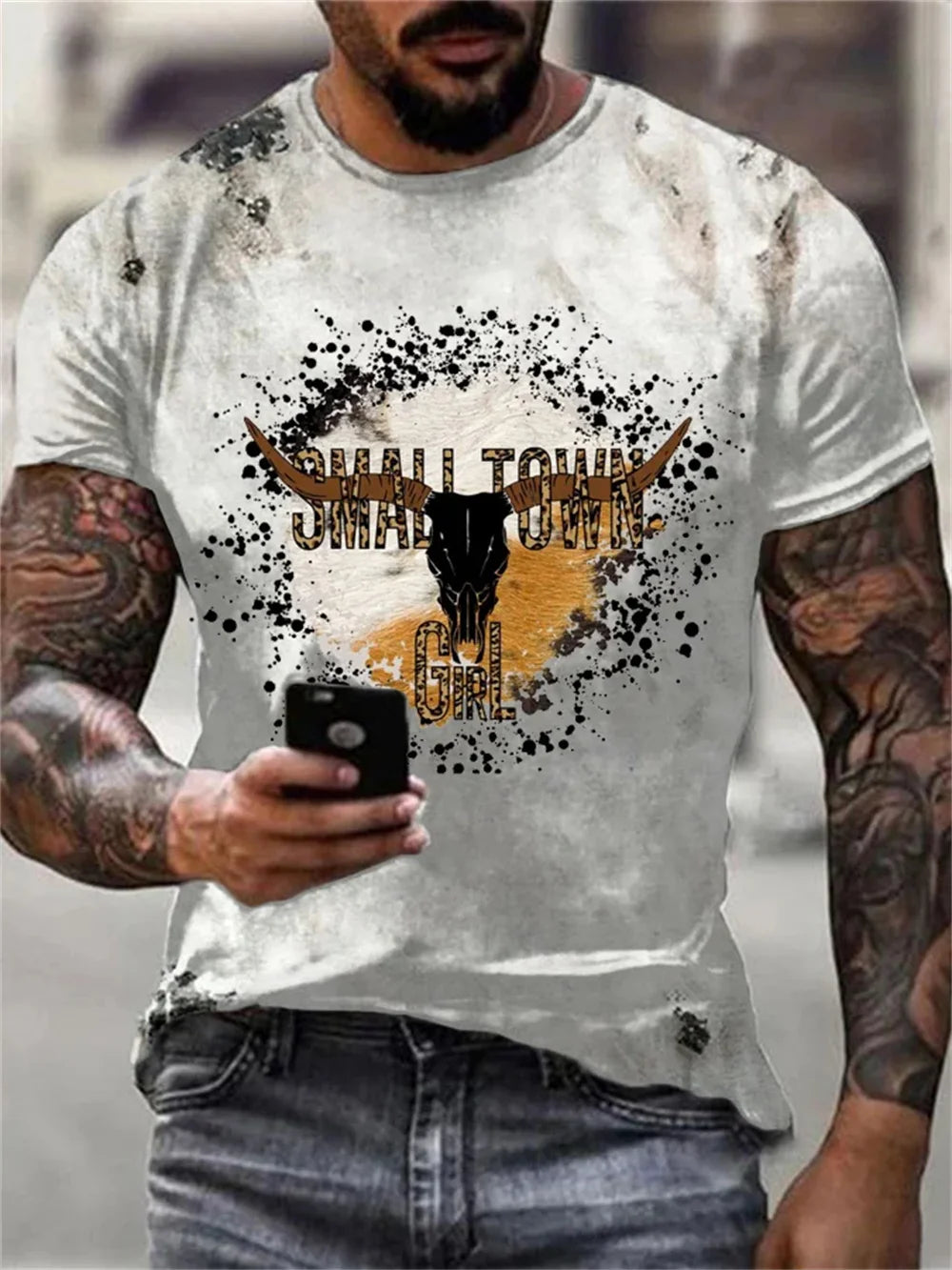 New Street T Shirt For Men Vintage Tshirt Casual Top Tee Retro Men's T-Shirt 3d Print Summer Short Sleeve Daily Men's Clothing