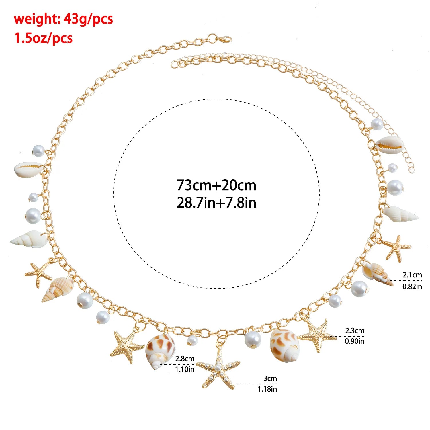 Bohemian Summer Beach Shell Waist Link Imitation Pearl Sea Star Conch Pendant Body Chain for Women Fashion Jewelry Accessories