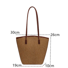 Summer Beach Bags For Women Handmade Rattan Woven Shoulder Bags Large Capacity Straw Bag Bohemian Casual Travel Handbag Totes