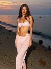 Pale Pink Polka Dot Print Bikini Women 3 Piece Bikinis Set Swimwear High Waist Lace-up Pant 2025 Vacation Beachwear Outfits K196