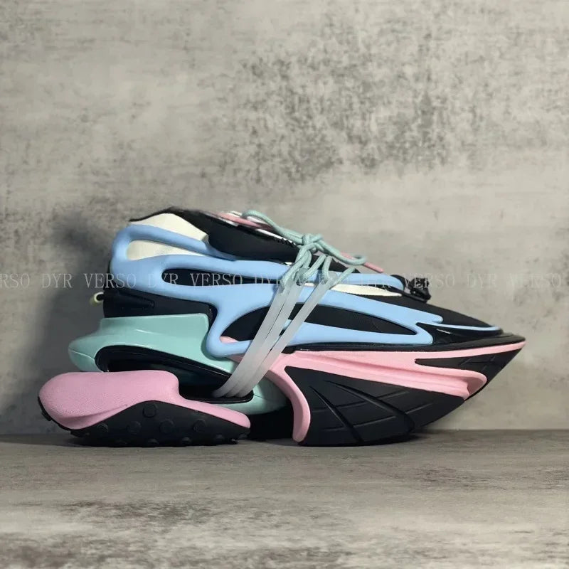 2025 Trendy Men Sports Shoes Platform Sneakers Lace Up Gradient Colors Running Casual Walking Shoes Women Flats Loafers