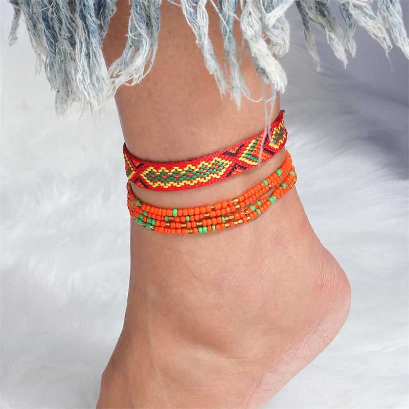 Bohemian Colorful Handmade Beads Anklets for Women Summer Beach Ankle Bracelet Foot Leg Chain Female Girls Jewelry Accessories