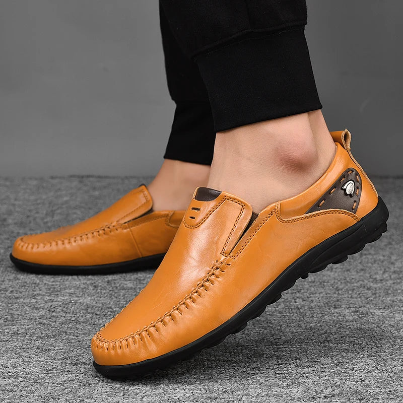 Handmade Shoes Genuine Leather Casual Shoes For Men Flat Platform Walking Shoes Outdoor Footwear Loafers Breathable Sneakers