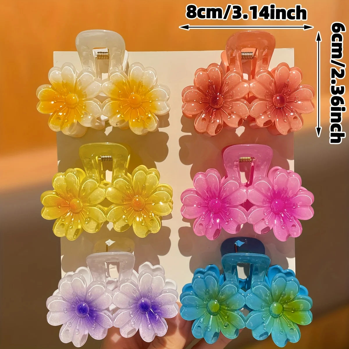 6Pcs Women's Model,Hawaiian Style, Flower-Shaped,Suitable for Seaside and Beach, Recommended Gift Hair Accessories