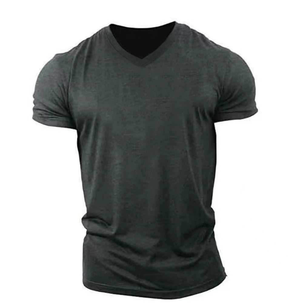 New Men T Shirt Summer Clothing Solid Color Printed Shirts O Neck Oversized Top Casual Streetwear Loose Fitness Clothing For Men