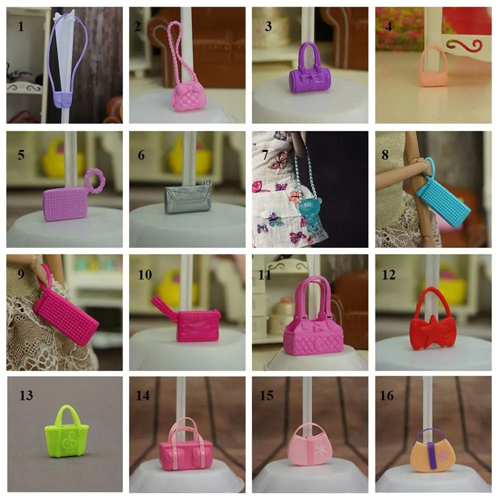 34 Styles Accessories Dollhouse Kids Toys Purse Dolls Handbag 1/6 Doll Accessories Lady Plastic Bag