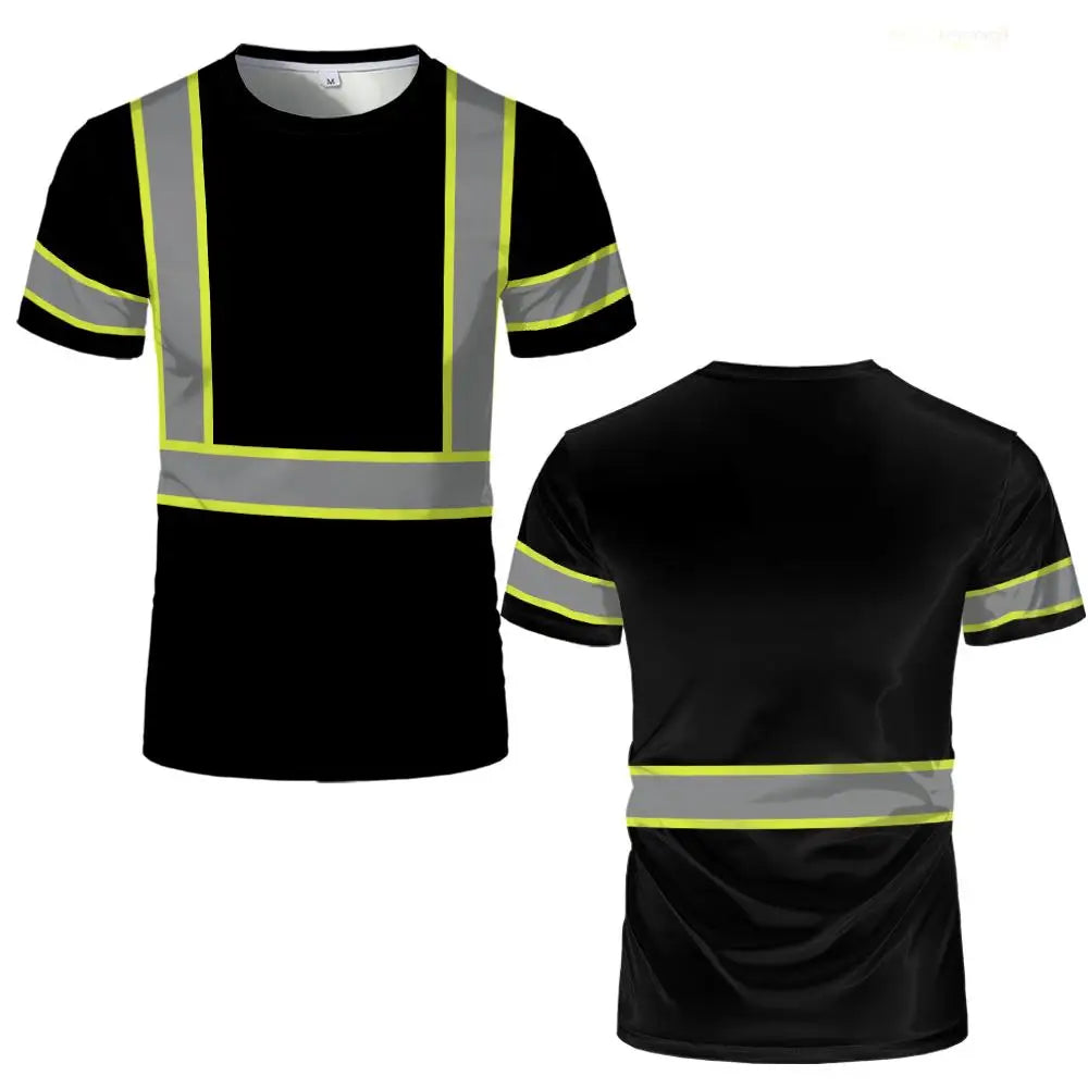 Summer Men’s T-shirts Safety Work Clothing 3D Printed Tops New Outdoor Comfortable Breathable Oversized Crew Neck Pullover Tops
