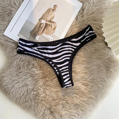 Women Low Waist Lace Panties Leopard-print Sexy Underwear Women Seamless Silk Cotton Hollow Out Thongs Female Briefs Underwear