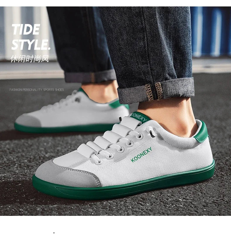 Mens Wide Toe Barefoot Shoes Unisex Canvse Casual Sneakers Lightweight Adjustable Slip on Walking Shoes for Male Zero Drop Flats
