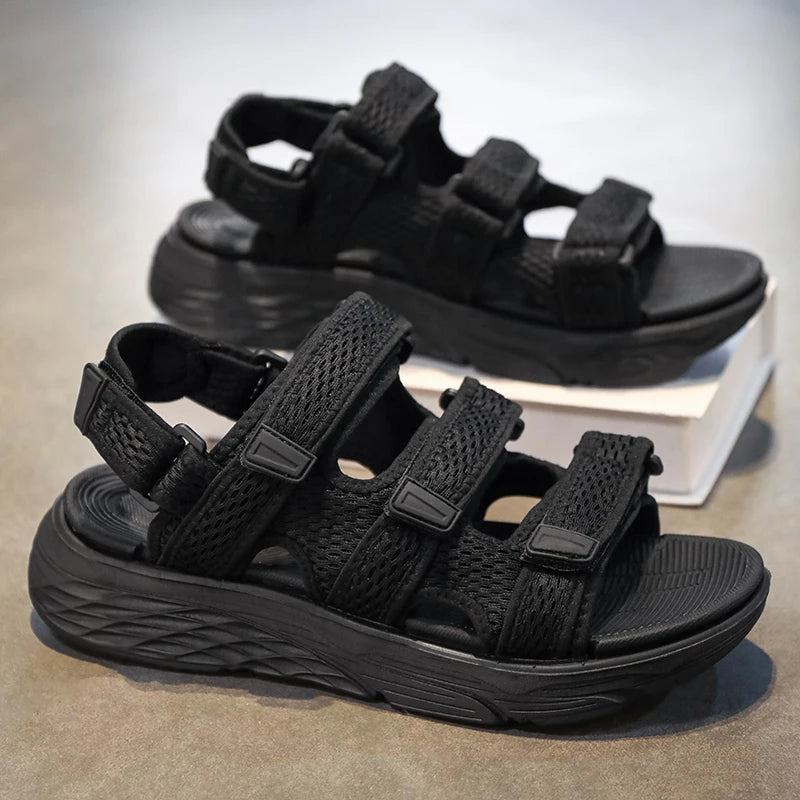 Sandals and casual shoes for men in summer, classic black breathable comfortable thick sole hot selling and explosive thick sole