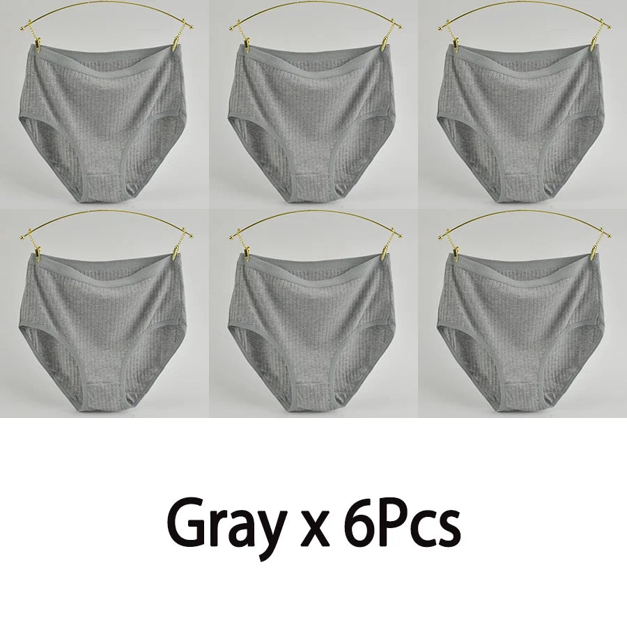 Damen-Unterwäsche aus Baumwolle mit hohem Bund, gestreift, weich und atmungsaktiv, Damenslips, Dessous