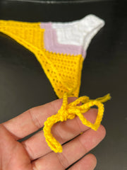 High Quality Cotton Crochet Micro Bikinis Set Cute Bathing Suit Women Chevron Swimwear Brazil Side Tie Bottom Sexy Nice Swimsuit