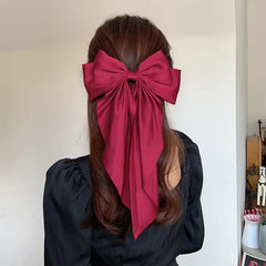 Koreanische Haarspangen für Damen und Mädchen, große Schleife, einfarbiges Satinband, lange Schleifen, Federklemme, Barette Cheveux Femme 2023