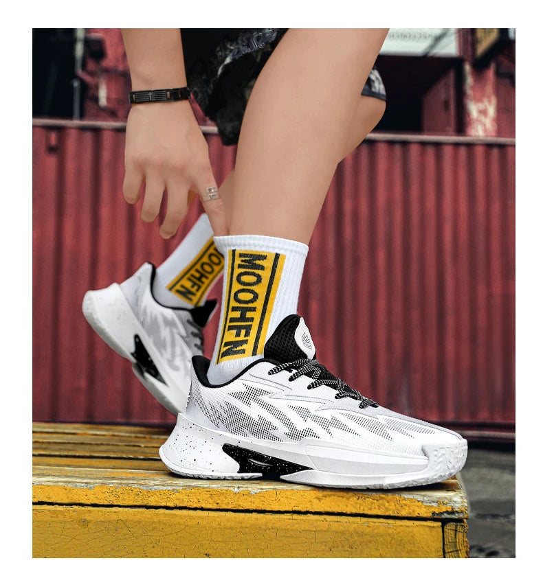 Basketball Shoes for Men and Women, Lightweight Mesh Breathable Non-Slip Wear-Resistant Shock-Absorbing Practical Soft-Soled Stu
