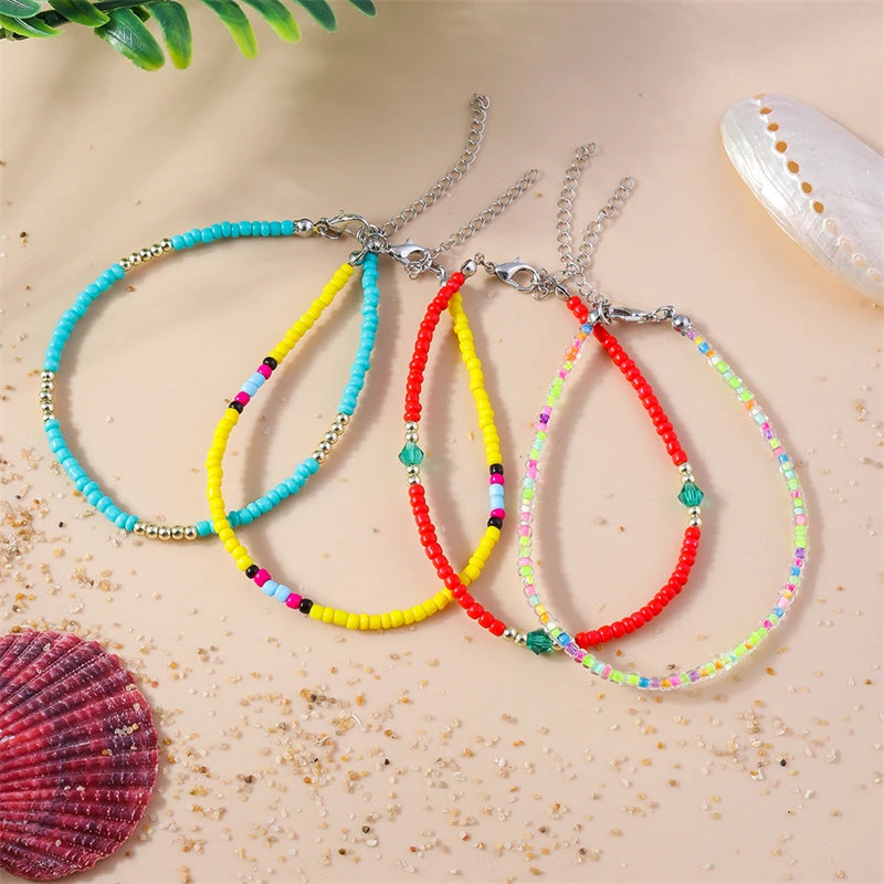 Bohemian Colorful Handmade Beads Anklets for Women Summer Beach Ankle Bracelet Foot Leg Chain Female Girls Jewelry Accessories
