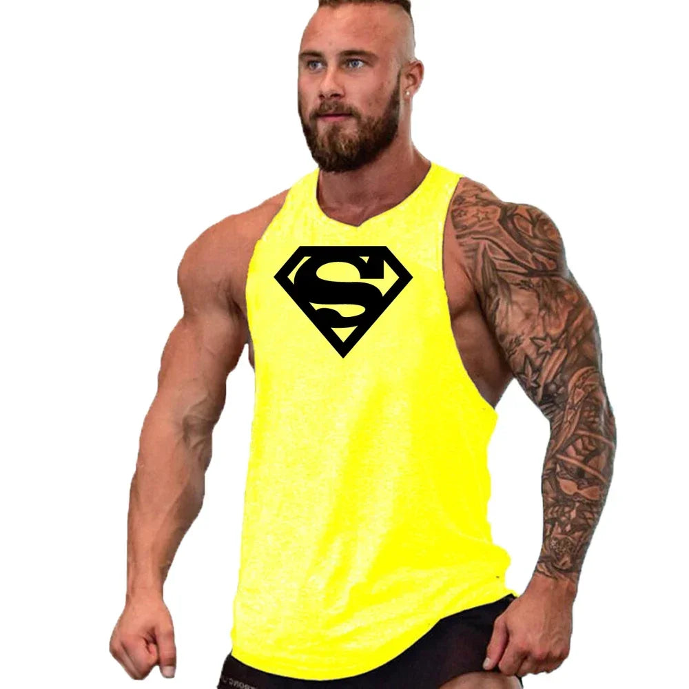 Men Bodybuilding Clothing Cotton Sleeveless Shirt Brand Gym Stringer Tank Top Man Fitness Vest Singlet Sportwear Workout Tanktop