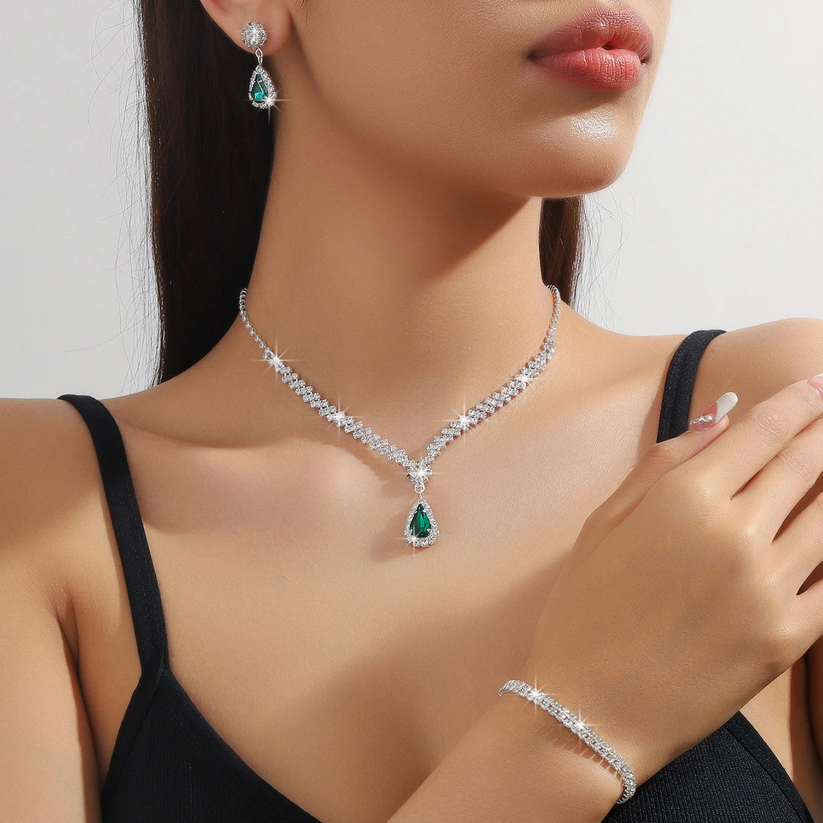 4 Pieces Of Women's Wedding Accessories, Earrings, Necklaces, Bracelets, Bridal Jewelry Sets, Banquet And Party Accessories-8071