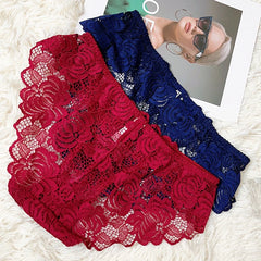 Sexy Lace Underwear Women Ultra-thin Transparent Lace Oversized Panties Female Underwear with Buttocks Low Waist Triangle Bottom