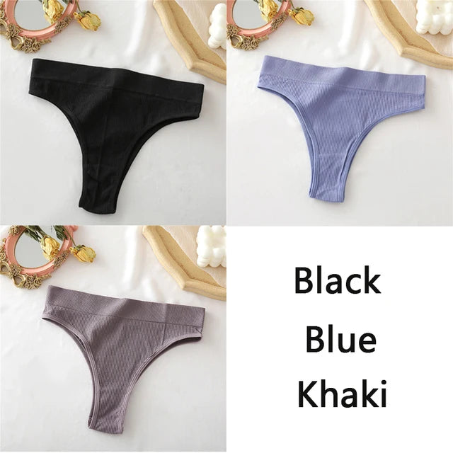 FINETOO Women's Panties Seamless High Waisted Underwear Women Comfortable Panties Women Sexy Underpants For Women 3PCS/Set