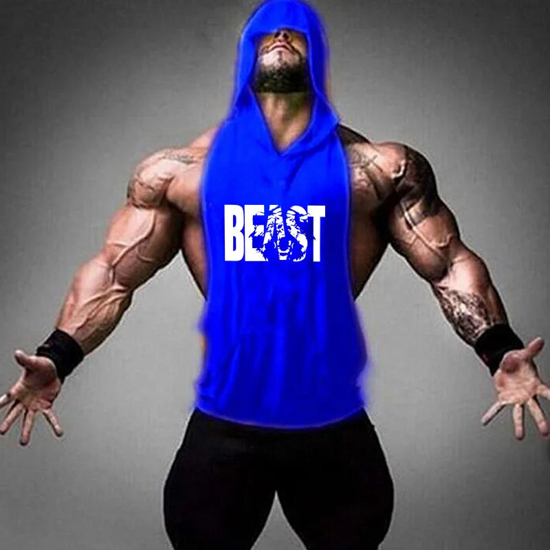 Bodybuilding Tank Tops Men Gym Fitness Cotton Hooded Vest Sleeveless Shirt Workout Hoodie Summer Casual Fashion Singlet Clothing