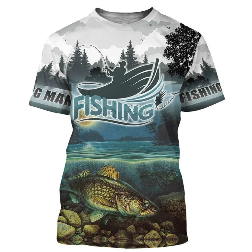 Summer Men's T-shirt Carp Fishing 3D Print T-shirt Men Fashion T-shirts Kids Hip Hop Tops Tees Men's Clothing Y2k Tops Boy