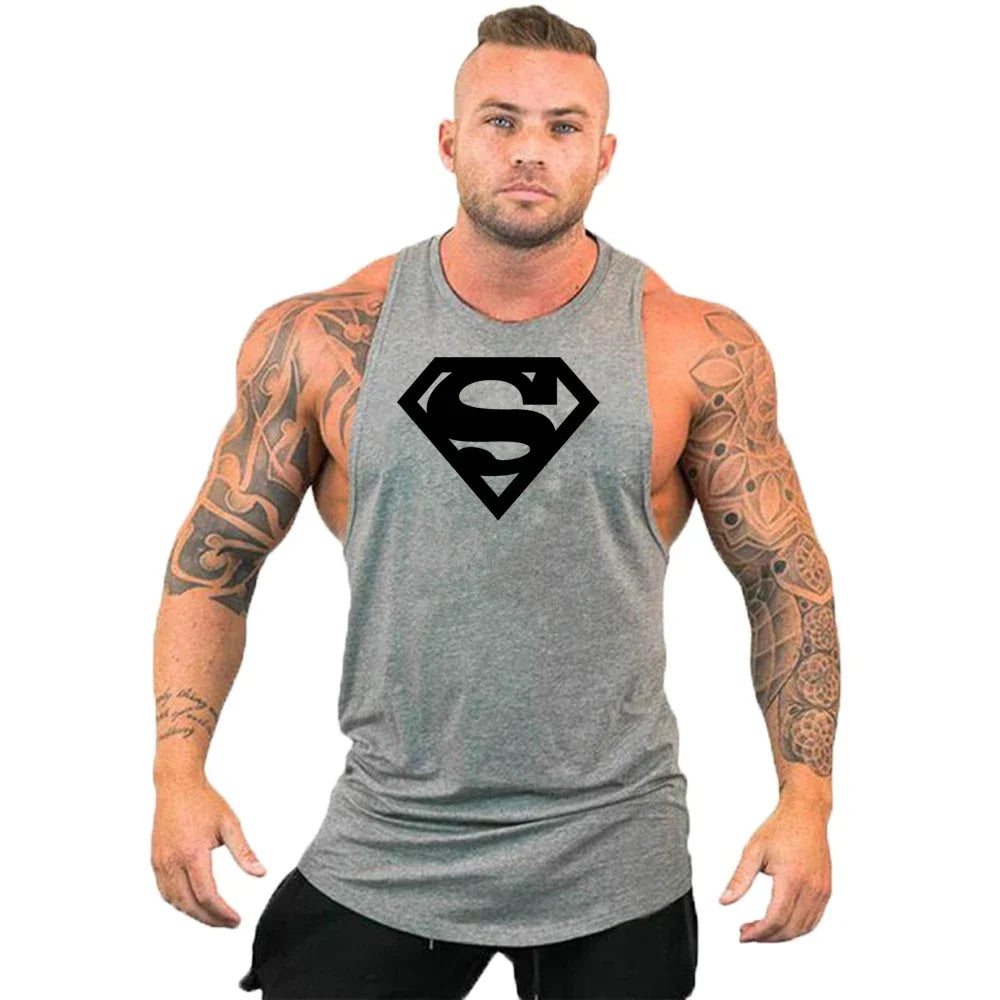 Men Bodybuilding Clothing Cotton Sleeveless Shirt Brand Gym Stringer Tank Top Man Fitness Vest Singlet Sportwear Workout Tanktop